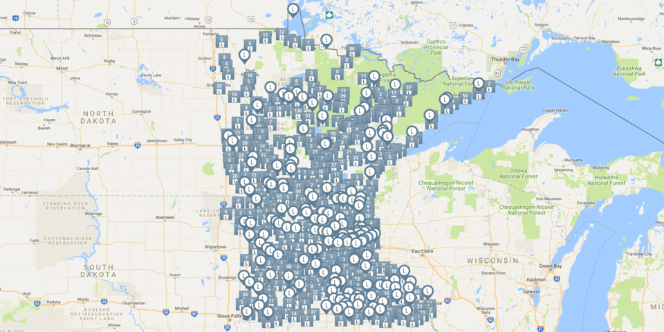 Google map of leadership program participants across Minnesota